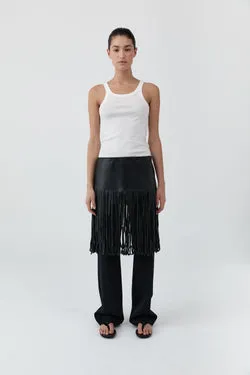 Fringe Belt Skirt - Black