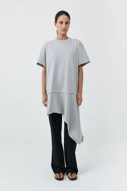 Layered Tee Mini Dress - Light Grey Marle
