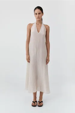 Woven Check Halter Dress - Soft Ash