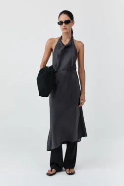 Silk Wrap Dress - Washed Black