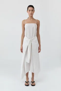 Pinstripe Relaxed Cocoon Dress - White