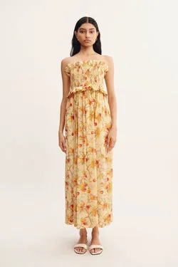 COBY STRAPLESS DRESS - CITRUS FLORAL