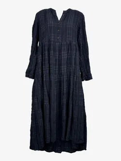 Witchery Navy Textured Check Button Up Maxi Dress Size 10