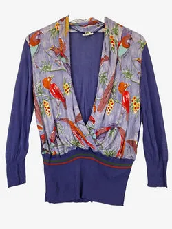 Hermès Vintage Precious Paradise Viscose Blouse Size 12