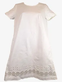 MaxMara White Denim Broderie Shift Mini Dress Size 8