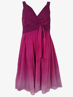 Anthea Crawford Ombre Magenta Silk Cocktail Midi Dress Size 14