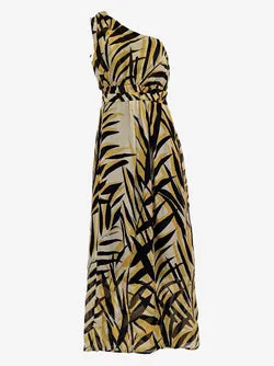 White Suede One Shoulder Tropical Maxi Dress Size 6