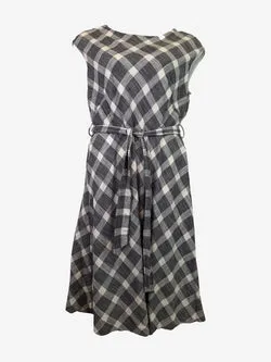 David Lawrence Belted Stylish Checked Midi Dress Size 16
