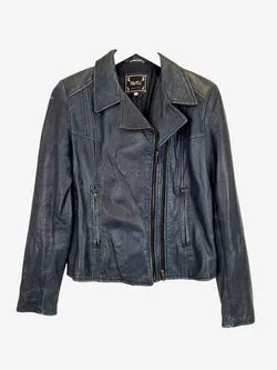 Vera Pelle Vintage Double Zip Leather Jacket Size M