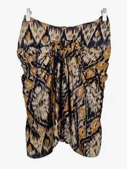 Lisa Brown Silk Ruche Pleat Mini Skirt Size S