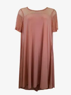 Nina Leonard Blush Soft Lace Trimmed Midi Dress Size XL
