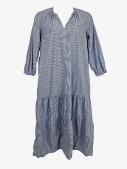 Commonry Pinstripe Long Sleeve Midi Dress Size 14