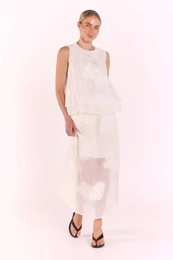 Daphne Embroidered Skirt - Cream
