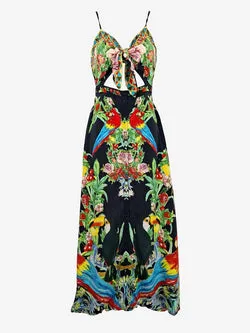 Camilla Tropical Silk Maxi Dress Size S