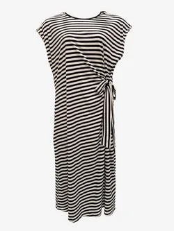 Trenery Navy Stripe Front Tie Maxi Dress Size XXL