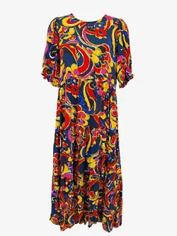 Mister Zimi Playful Tiered Everyday Midi Dress Size 8