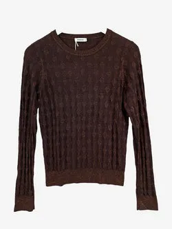 Marcs Chocolate Shimmer Diamond Knit Top Size XS