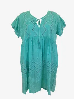 Johnny Was Aqua Marine Boho Breezy Mini Dress Size XS