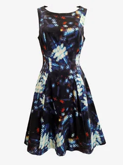 Cue Blue Blossom Blur Midi Dress Size 8