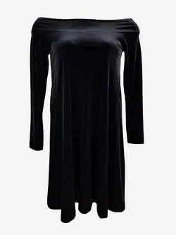 Carla Zampatti Midnight Crushed Velvet Boat Neck Dress Size S