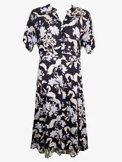 Lania Plum Print Sander Dress Size 16