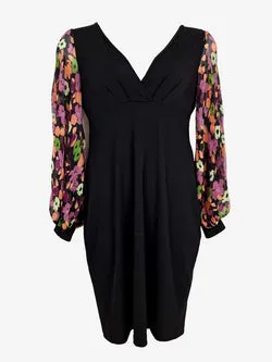 Leona Edmiston Floral Puff Sleeved Bodycon Mini Dress Size 12