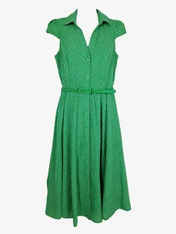 Review Retro Polka Dot Tailored Midi Dress Size 8