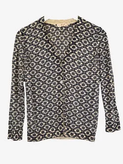 Tory Burch Merino Wool Blue Diamond Cardigan Size XS