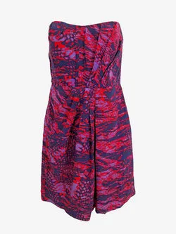 Saba Bright Pop Animal Silk Mini Dress Size 8