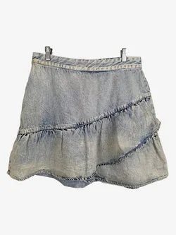 Decjuba Light Wash Ruffle Denim Skirt Size 14
