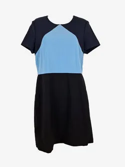 Diane von Furstenberg Classic Blue ColourblockWool Office Dress Size 12