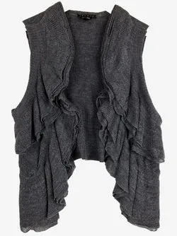 Theory Mini Charcoal Ruffle Bolero Cardigan Size S