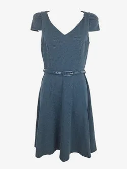 Review Mini Heart Teal Belted Midi Dress Size 8