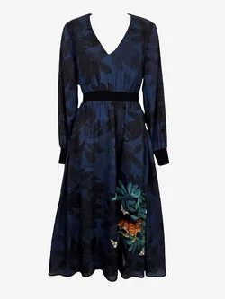 Ted Baker Jungle Jewel V Neck Midi Dress Size 6