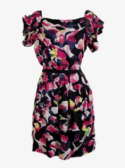 Diane von Furstenberg Enchanting Mottled Blooms Silk Mini Dress Size 4