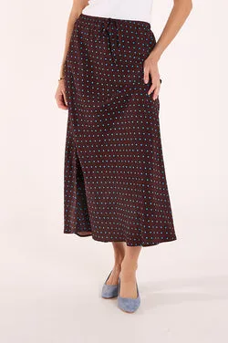 Harper Skirt - Chocolate Blue Spot