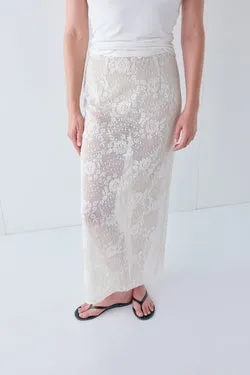 Devyn Lace Midi Skirt Cream