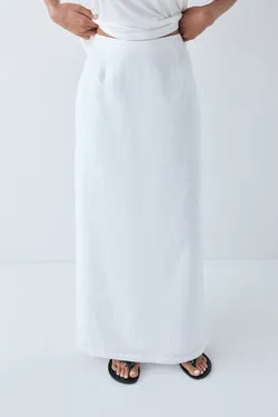 Violette Linen Midi Skirt White
