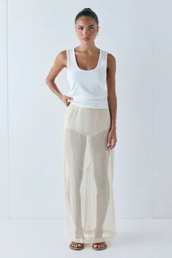 Devyn Sheer Midi Skirt Ecru