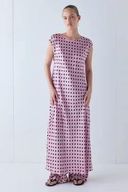 Martina Satin Maxi Dress Polka Dot