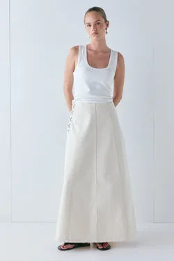 Eve Denim Midi Skirt Cream