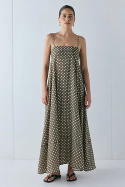 Behati Maxi Dress Taupe Polka Dot