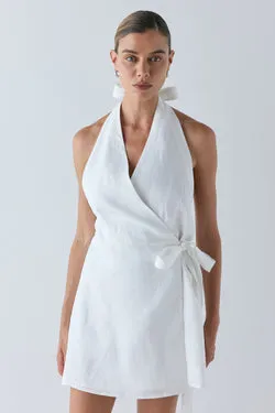 Lo Linen Mini Dress White