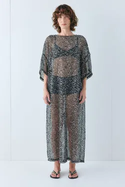 Ivette Sequin Midi Dress Black