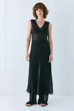 Winona Sheer Midi Dress Black