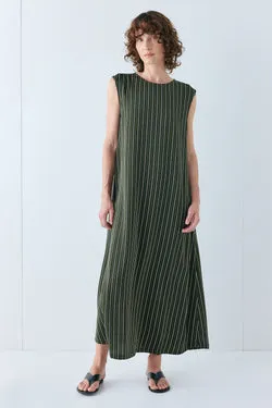 Maya Midi Dress Khaki Stripe