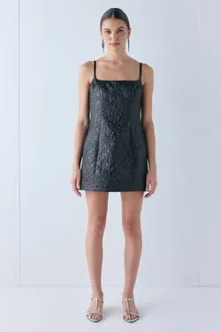 Rose Jacquard Mini Dress Black