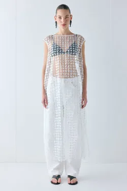 Solaire Sequin Maxi Dress White Check