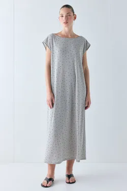 Ariane Mesh Maxi Dress Grey Polka Dot