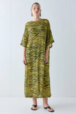 Ivette Sheer Midi Dress Yellow Tiger